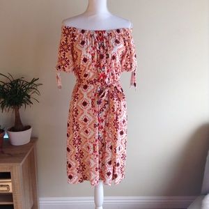 Puff Sleeve Tribal Print Peasant dress